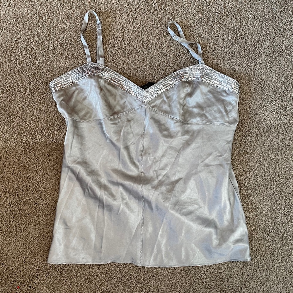 Silver tank top with silver sequins
